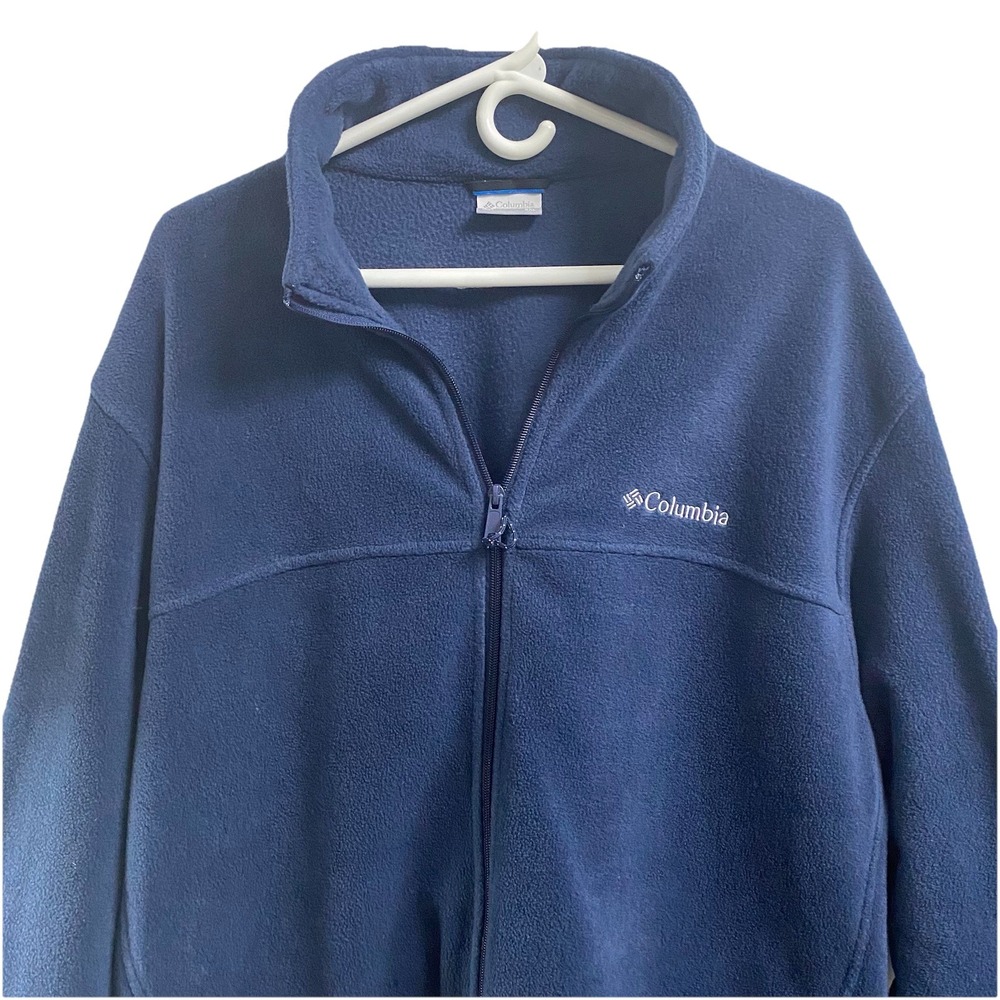 COLUMBIA‎ Men's Sportswear Navy Blue Pullover Fleece Coat Zip-Up Jacket SZ.XXL